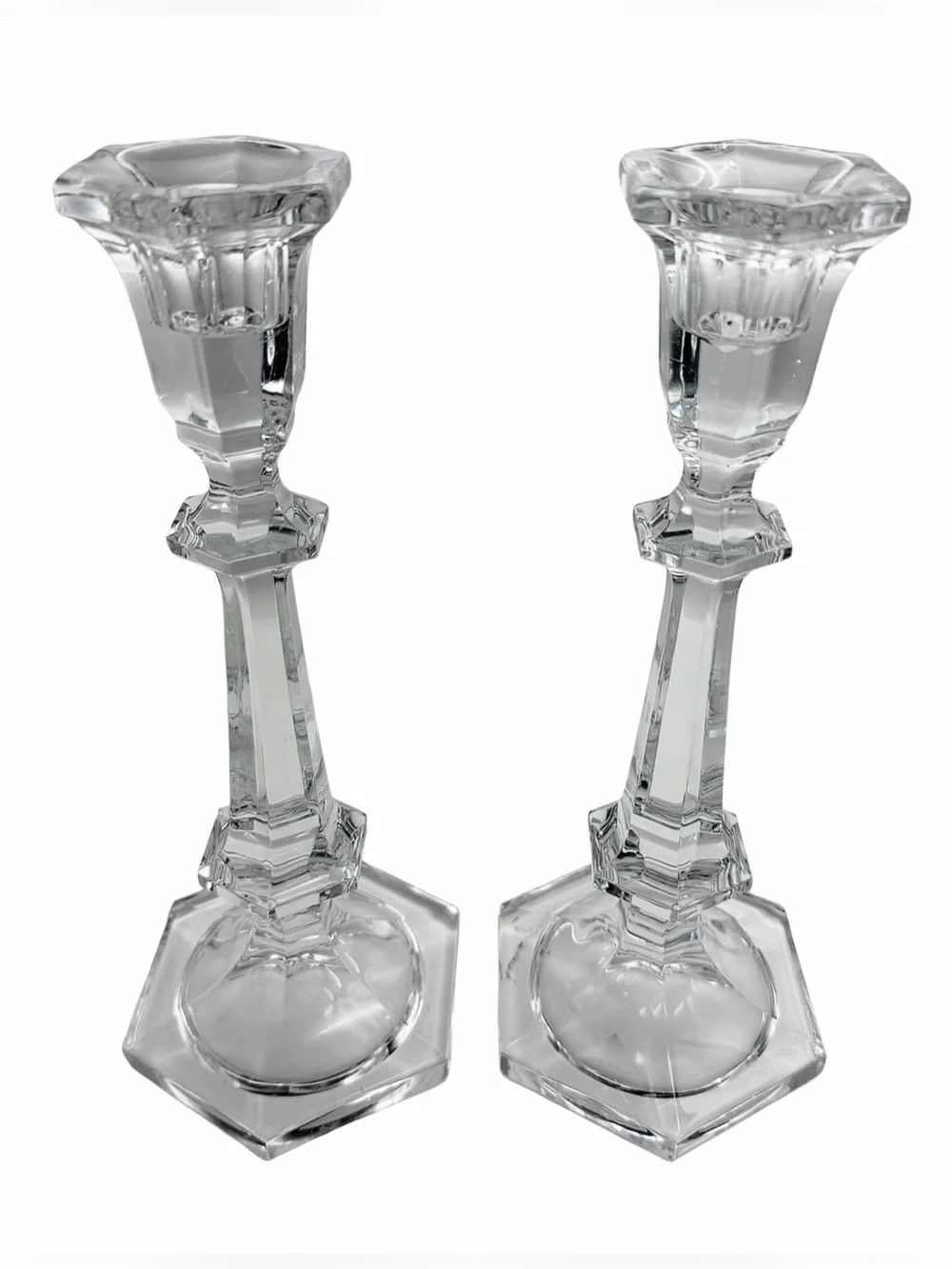 Baccarat France Pair of Harcourt Versailles Crystal Candlestick Holders